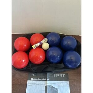 11 Piece Bocce Ball Set with Carrying Travel Case Backyard Family Lawn Game